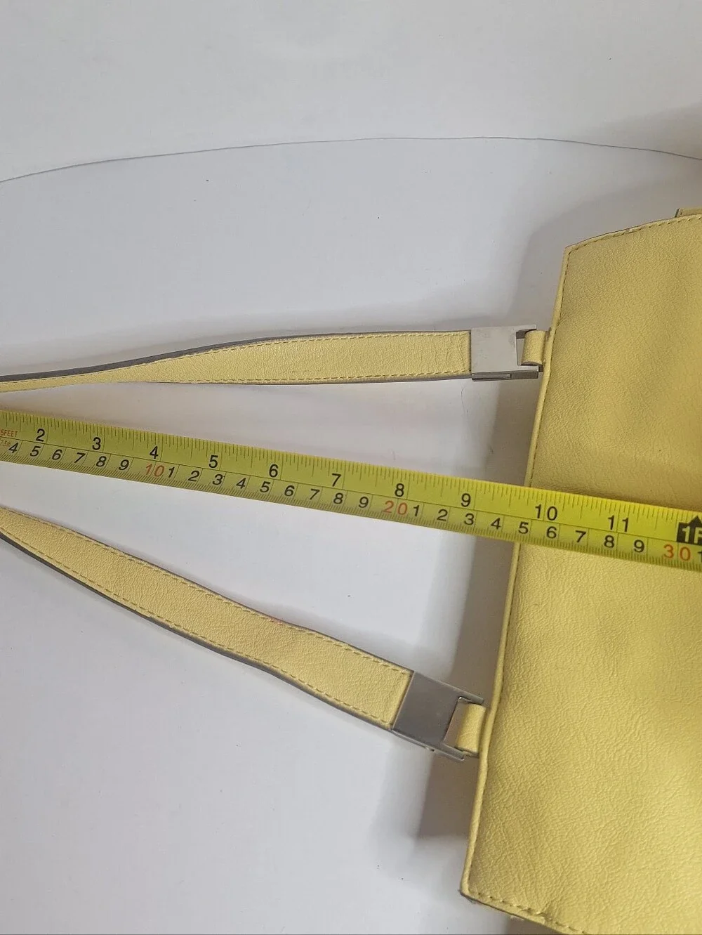 Nine West Chic Faux Leather Butter Yellow Boxy Shoulder Bag Front Flap Purse